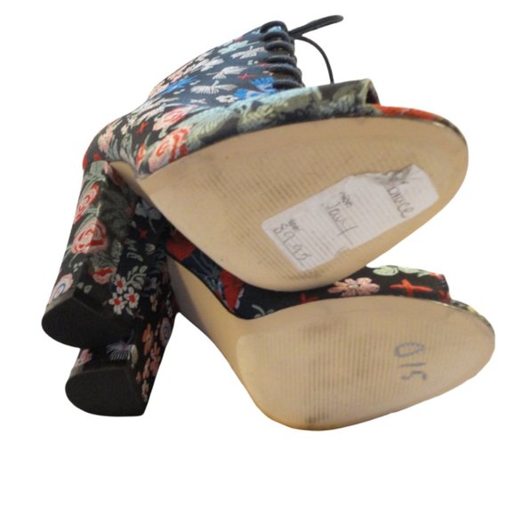 Steve Madden Open Toe Boots Embrace 7.5 Blue Floral Lace Up High Heel Zip Bootie - Picture 6 of 6